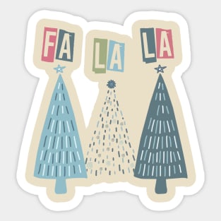 Modern Minimalist Fa La La Christmas Tree Holiday Art Print Sticker